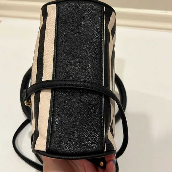 Betsey Johnson Tophandle Striped Black and Tan  Minibag Crossbody - Picture 9 of 9
